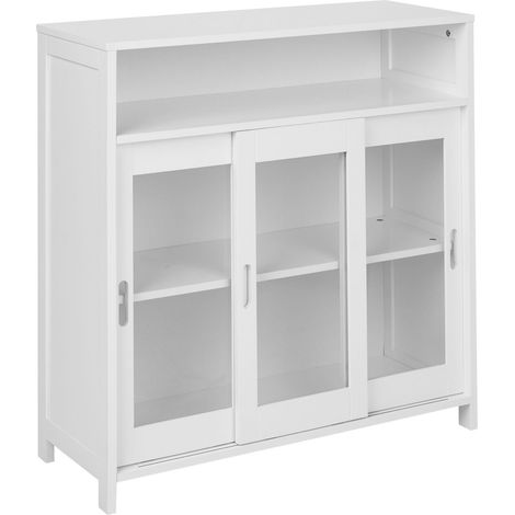 Moderna credenza soggiorno camera da letto armadio 3 porte MDF con ripiano superiore bianco Crabtree