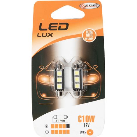Lampadine siluro auto 3 Led 12V 10W due pezzi 41 mm illuminazione targa macchina (1/4)
