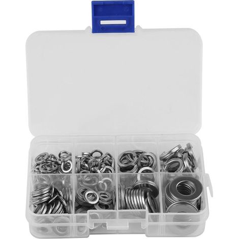 Lot 200 rondelles plates + ressort – tailles M5 / M6 / M8 / M10 – assortiment – boîte (1/5)