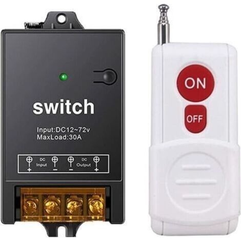 Commutateur de télécommande sans fil RF 12V/24V/48V/72V – Portée 1600 pieds – Modes bascule et verrouillé – Relais 40A pour systèmes d'éclairage (1/5)