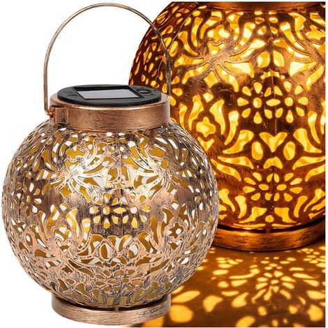 Lampe solaire lanterne cuivre doré (1/5)