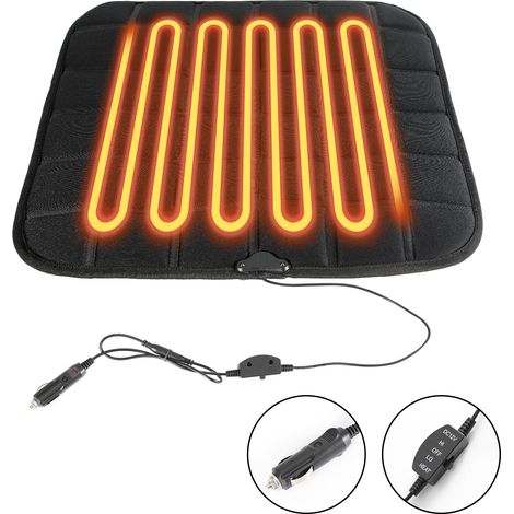 Jiubiaz Cojín calefactable individual asiento coche 45×45cm 12V, temperatura modificable, confort invernal universal para vehículos (1/5)