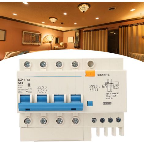 Leitungsschutzschalter DZ47LE-63 C63 4P 400 V 63 A, DIN-Schienenmontage, 4500 A Abschaltvermögen (1/5)