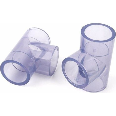 Tuyau en PVC intérieur Dia 40mm PVC transparent T Connecteurs de jardin d'irrigation Raccords aquarium de poissons bricolage Outils Equal tuyau Joints 2Pcs (1/5)