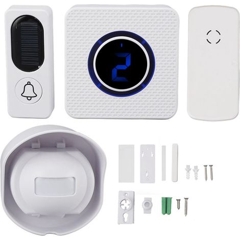 Sonnette sans fil Tuya, 4 niveaux de volume, alarme de porte intelligente WiFi 2,4 GHz avec 38 mélodies pour la maison, le commerce, le bureau et les magasins. Prise US 90-260 V.-AquaForge