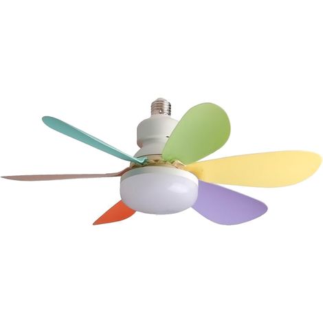 Ventilateur Plafond avec Éclairage - Ventilateur à Douille E27 - Réglage Continu de la Lumière 3000K-6000K - 3 Vitesses - Minuterie 1/2/4 h - Pour Garage Salle de Bain Chambre Cuisine - 1 Pièce (1/5)
