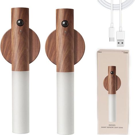 2PS détecteur de mouvement lumière de nuit, portable, alimenté par batterie, magnétique, amovible, sans fil, rechargeable (1/4)