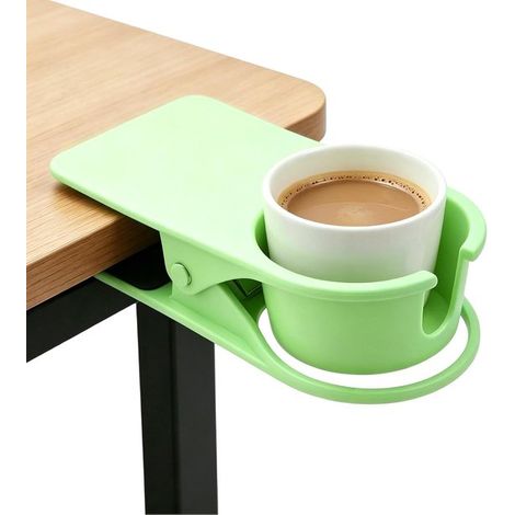 Porte-gobelet à clip – Porte-gobelet de bureau amovible – Porte-gobelet latéral – Convient aux boissons, sodas, thés et cafés – Système de fixation à clip – Idéal pour la maison et le bureau – légumes (1/5)