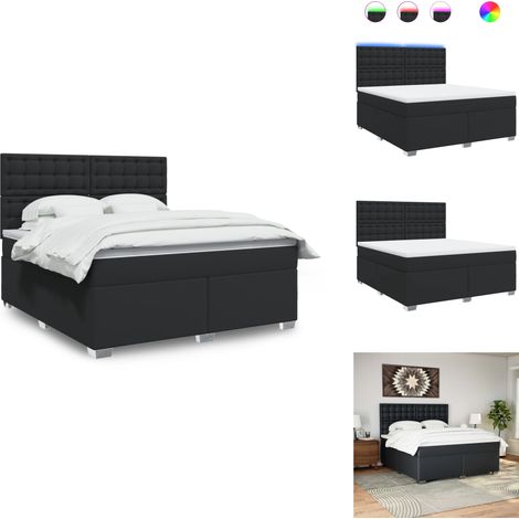 Boxspringbett mit Matratze Schwarz 180x200 cm Kunstleder - Boxspringbett - Boxspringbetten - Bett - Betten (1/5)