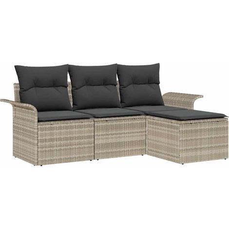 Maison Exclusive - Set di divani con cuscino 4 pcs Grigio polyrattan