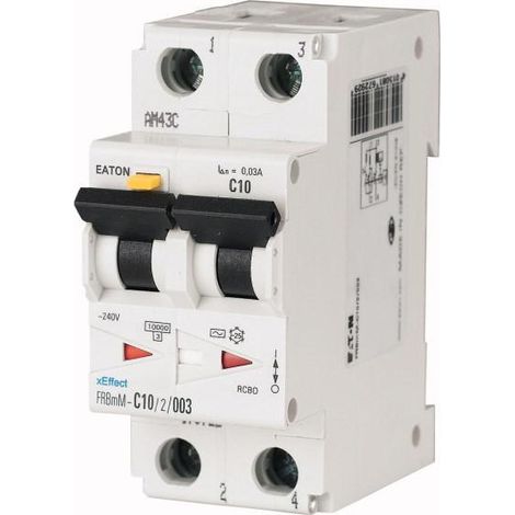 Disjoncteur différentiel FRBmM 30mA courbe C 10A 2P Type AC EATON FRBMM-C10/2/003