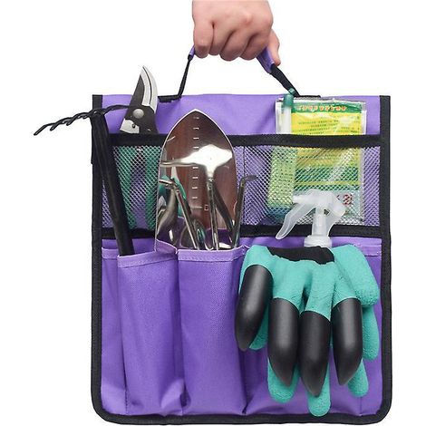 sac  Outils Pliable De Jardin (violet), Organisateur Suspendu De Chariot De Travail Extrieur Portable, Sac De Rangement D'outils De Chariot Plat D (1/5)