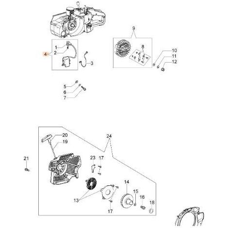 Bobina de barrena para motosierra OLEOMAC GS820 MTL85R ORIGINAL 50200162R