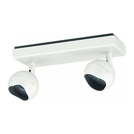Plafonnier 2 spots LED 2X6.8W orientable blanc mat patère rectangulaire 220X90mm 3000K 345lm IP20 230V GLOOB Light Topps LT22220