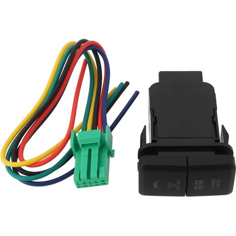 1 set 12V car dual LED light bar blue/green push button switch with 5-pin wiring harness compatible with Landcruiser 7680 car lights (1/5)
