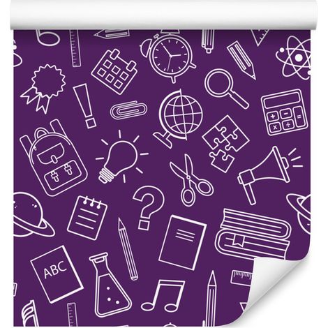 Papel pintado Material escolar morado y ciruela, fondo morado 50x1000 cm (1/5)
