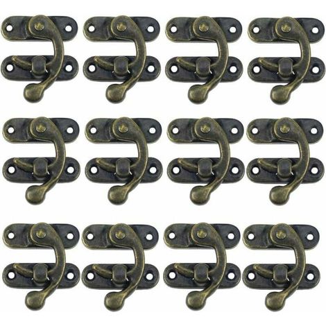 Pack Fermoir Loquets de en Charnières des Petits Coffrets Antique Boucles pour Boites à Bijoux Fermetures Esthétiques 12 Bois Métal (1/5)