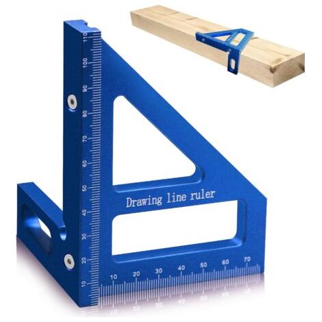 3D Equerre de menuiserie, règle triangulaire, règle à onglets en aluminium pour le travail du bois, outil de mesure multifonctionnel de haute précision pour l'ingénieur menuisier (1/5)