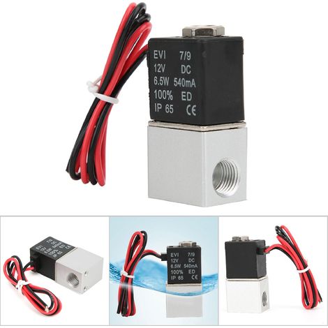 Schnell ansprechendes Magnetventil für Wasser, Luft und Öl, 2 Positionen, 2-Wege-Ventil, Gehäuse aus Aluminiumlegierung, 12 V DC, G1/4 (1/5)