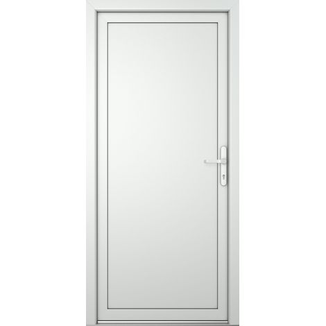 Porte de service 06, ouvrant vers l’extérieur, blanc/blanc, largeur: 90cm, hauteur: 205cm, sens d'ouverture: tirant droit