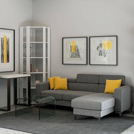 Libreria Angolare Moderna 5 Ripiani 60,3x60,3x205 cm in nobilitato Bianco (1/2)