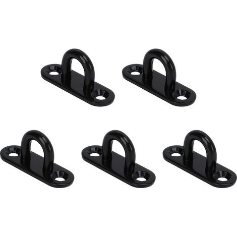 5 Pièces Boucle de Fixation Acier Inoxydable pour Plafond - Crochet Renforcé Noir 5mm/0.20in (1/5)