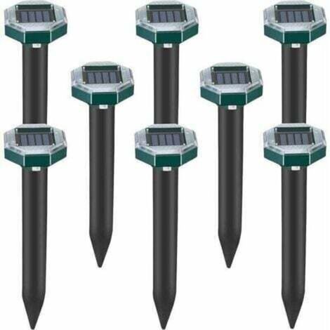 Lot de 8 pics repulsifs a ultrasons pour taupes, serpents et campagnols a energie solaire pour pelouse, jardin et cour, repulsif a sardines INHHUB (1/4)