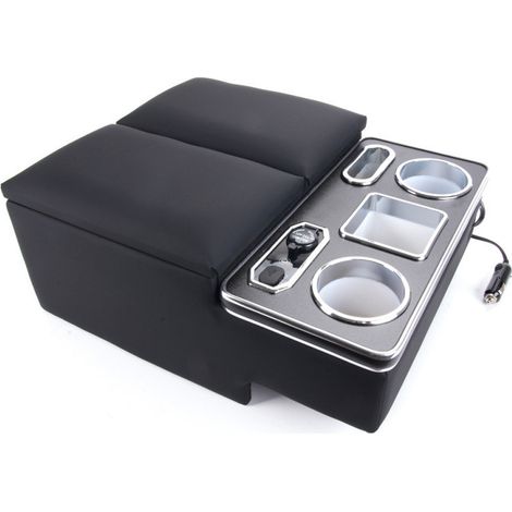 Three-piece car modification parts set: center console armrest box, no-drill storage box, suitable for Hiace 200 series - LKT186 (non-wireless armrest box). (1/4)