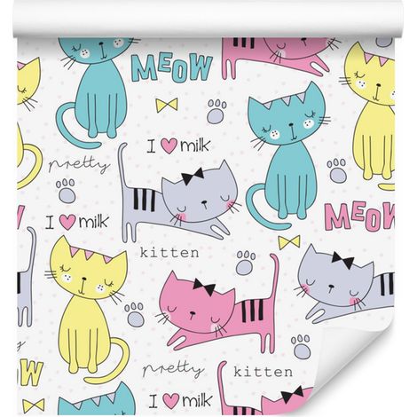 Papier peint chatons mignons et colorés pour salon et chambre 50x1000 cm (1/5)
