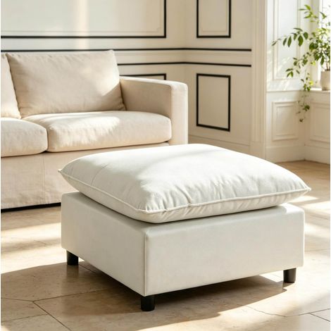 Pouf quadrato 75 x 75 x 40 cm, seduta in lino, grigio e nero OKMYHOME (1/5)