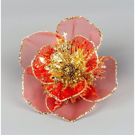 15cm Poinsettia Flower Red - 6Pcs Christmas Tree Decorations