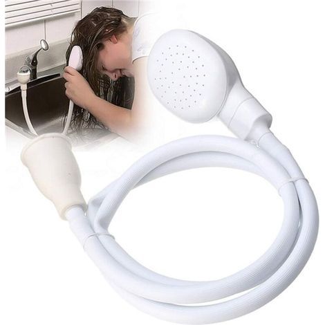 Baignoire, lavabo, douchette, mitigeur de pression pour animaux de compagnie, pommeau de douche, 1,3 m, joint en caoutchouc (blanc) (1/4)
