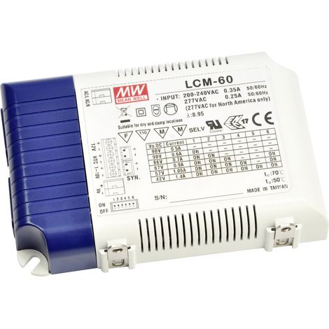 Mean Well LCM-60 LED-Treiber Konstantstrom 60 W 0.5 - 4.4 A 2 - 90 V/DC PFC-Schaltkreis, Überlastsc