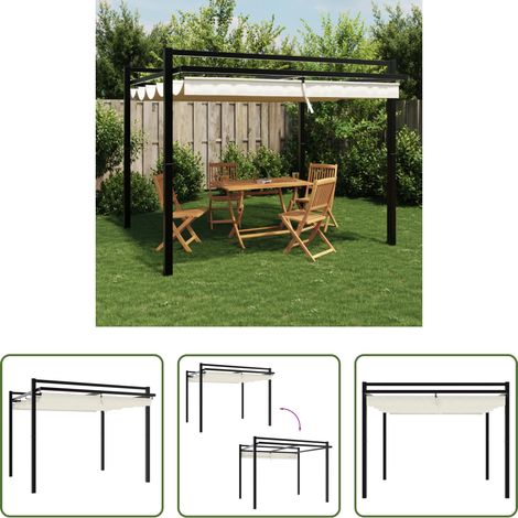 Toit rétractable - Tonnelle de jardin avec toit rétractable crème 3x3 m aluminium (1/5)