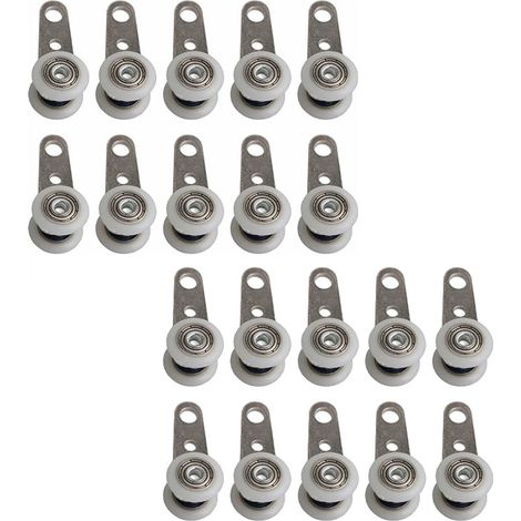 Lot De 20 Roulettes Pour Baies Vitrées Ou Portes Coulissantes - En Métal Et En Plastique - 4,5X 1,9Cm