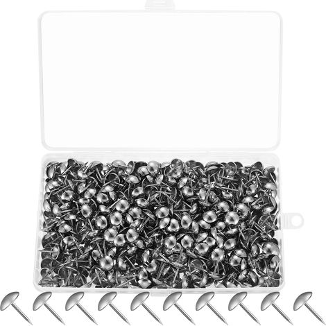 580 Pcs Clou Tapissier, Clous Tapissier, Punaises de Tapisserie, Clous de Tapissier, Punaises de Meubles Décoratifs Antiques, Punaises de Meubles à Tête Ronde pour Chaises Canapés(Argent) (1/5)