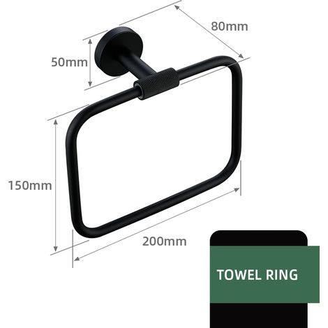 (anneau porte-serviettes) Accessoires de salle de bain noirs en laiton moleté, kit porte-papier toilette, étagère porte-serviettes, porte-serviettes simple, crochet pour brosse de toilette (1/5)