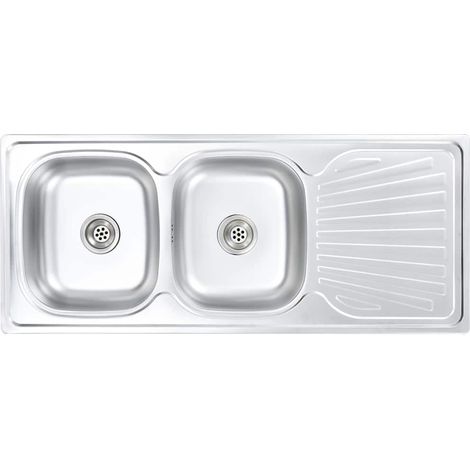 Maison Exclusive - Lavello da Cucina Doppio con Filtro e Sifone in Acciaio Inox