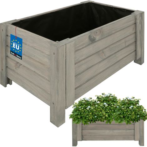 KOTARBAU® Jardinière Extérieur - Bois de Pin Imprégné - 60 x 39 x 30 cm - Anthracite - Jardiniere sur Pieds - Bac à Fleurs Rectangulaire - Grande Capacité - avec Toile Anti-Mauvaises Herbes (1/5)