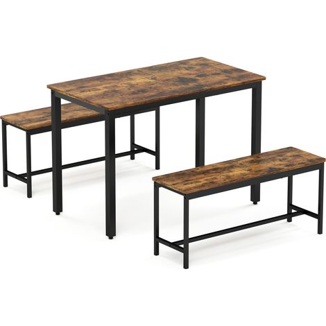 Industrie-Stehtisch-Set mit 2 Bänken, 110 x 60 x 75 cm, rustikalbraun und Schwarz (1/5)