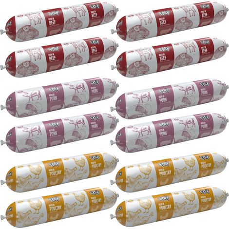 TufTuf Nassfutter für Hunde, Geschmacksmix, Riegel, 12 x 900 g, Alleinfuttermittel (1/4)