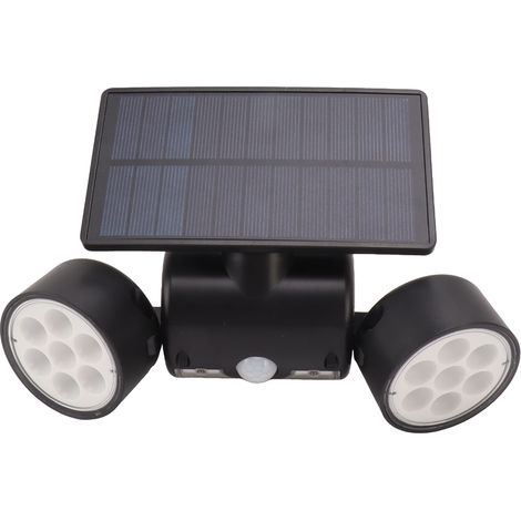 Lampe solaire extérieure à détecteur de mouvement, double tête, 30 LED, pour patio, terrasse, jardin, allée. (1/5)