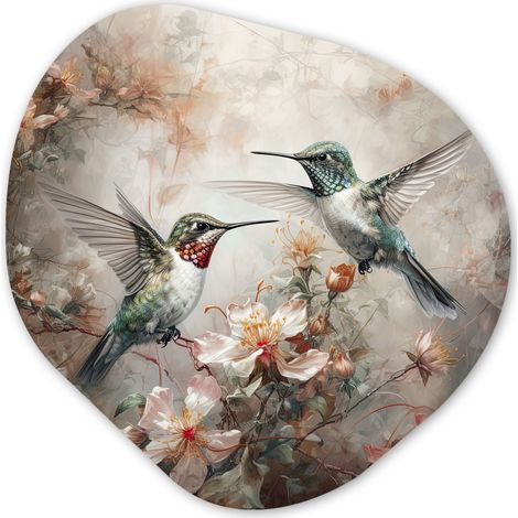 EL CUADRO Colibrí - Aves - Flores - Plantas Cuadros Decoracion Salon Modernos 40x40 (1/4)