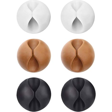 Set di 6 clip per cavi resistenti, supporto versatile per cavi (bianco + marrone + nero) - AquaForge (1/5)