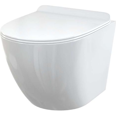Alca cerámica - Inodoro suspendido con asiento Slim, SoftClose, sin borde, blanco WC SOLID (1/2)