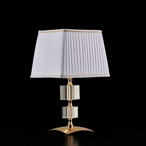 Franz - Tischlampe aus goldenem Eisen und Kristall 1 Licht mit Lampenschirm H.36 - Ø20 - BL275-LT-OR