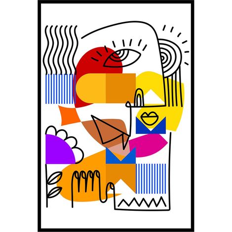 Affiche encadrée bambou et fleurs peinture (1/5)