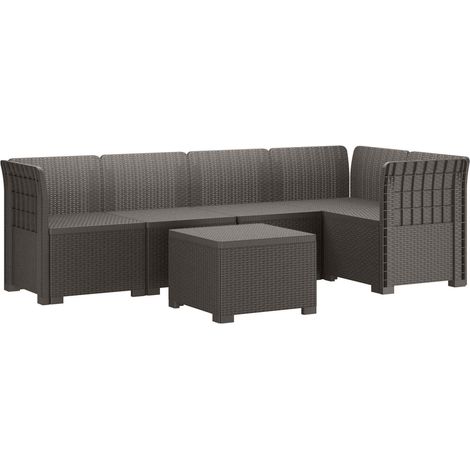 Divano da Giardino 5 Posti Stile Rattan PP Grigio Chiaro vidaXL (1/5)