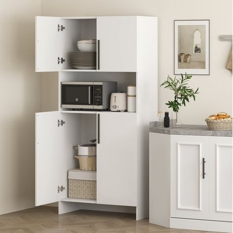 Colonna cucina con vani contenitori e nicchia microonde, 79 x 40 x 175 cm, bianca OKWISH (1/5)