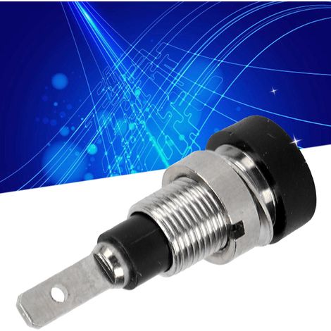 J.40004 Hochwertiger 2-mm-Bananenstecker aus Vollkupfer, 2-mm-Einbaustecker, 8-mm-Einbauöffnung, verkauft in 10er-Packungen, schwarz. (1/5)
